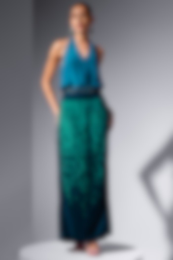 Teal Silk Velvet A-Line Skirt by Not So Serious by Pallavi Mohan at Pernia's Pop Up Shop