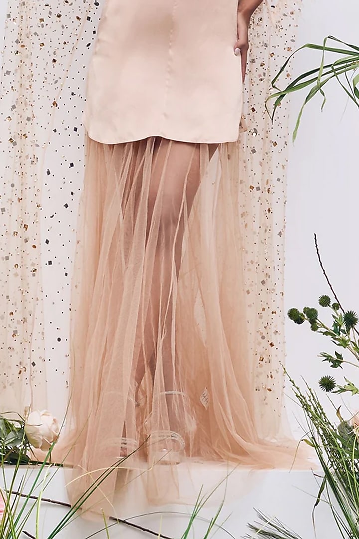 Coral Tulle Flared Skirt by Not So Serious by Pallavi Mohan at Pernia's Pop Up Shop