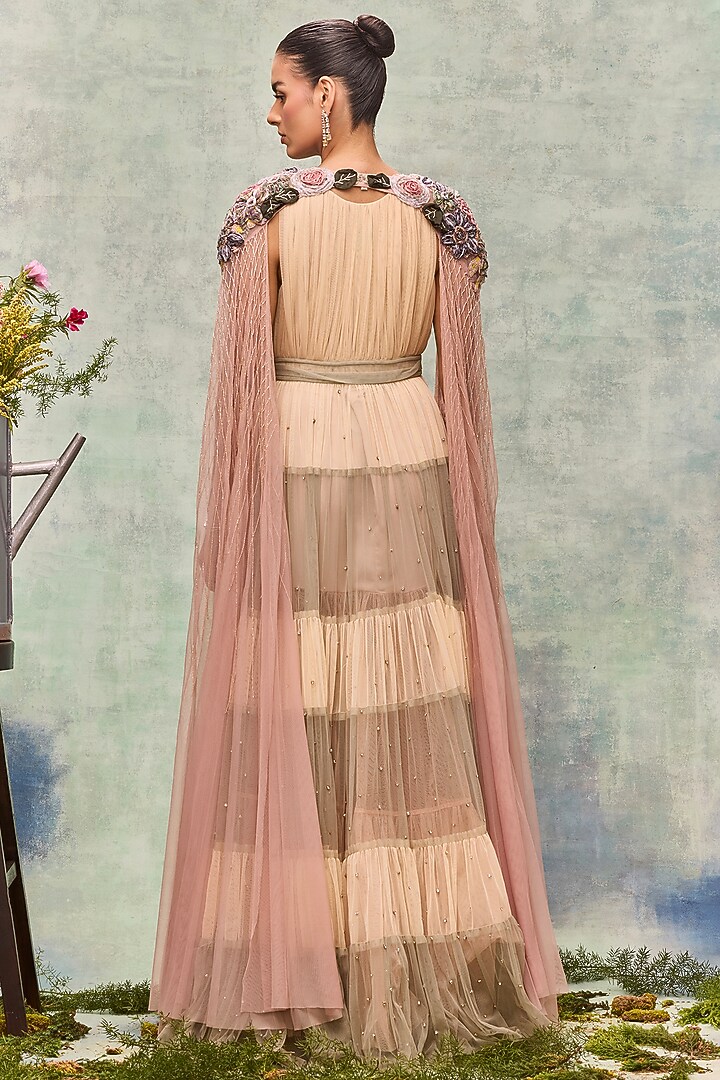 Rose Soft Mesh Embroidered Trail by Not So Serious by Pallavi Mohan at Pernia's Pop Up Shop