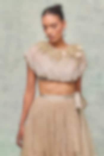 Mint Tulle Pearl Embroidered Cape by Not So Serious by Pallavi Mohan at Pernia's Pop Up Shop