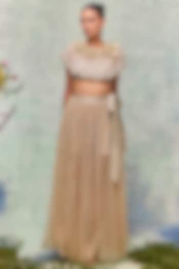 Mint Tulle Pearl Embroidered Skirt by Not So Serious by Pallavi Mohan at Pernia's Pop Up Shop