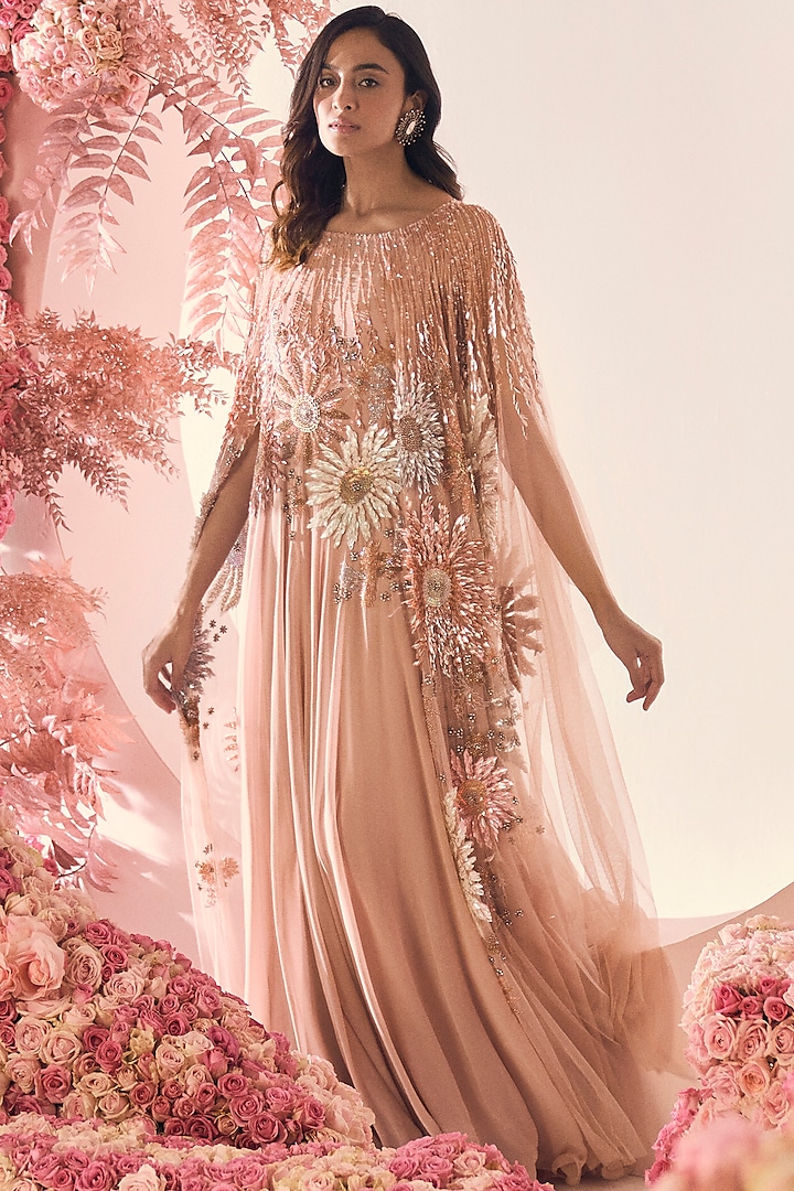 Blush Pink Embroidered Dress by Not So Serious By Pallavi Mohan