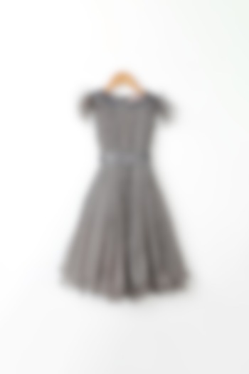 Grey Embroidered Dress For Girls by NSS Little Stars
