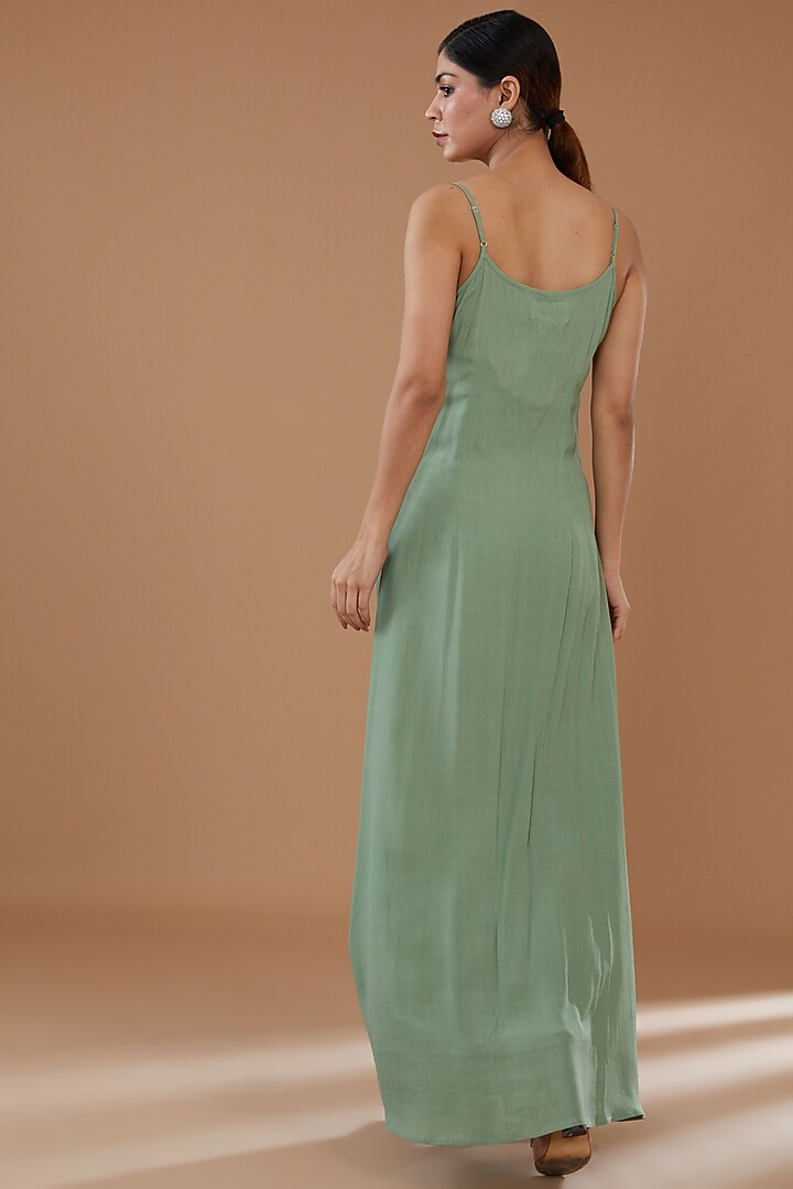 Mint Green Organza & Tulle Embroidered Jacket Party Wear Dress by Not So Serious By Pallavi Mohan at Pernia's Pop Up Shop