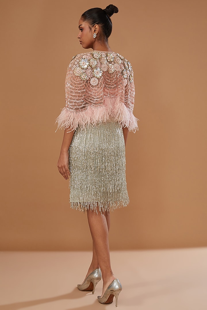 Grey Georgette & Crepe Embroidered Skirt by Not So Serious by Pallavi Mohan at Pernia's Pop Up Shop