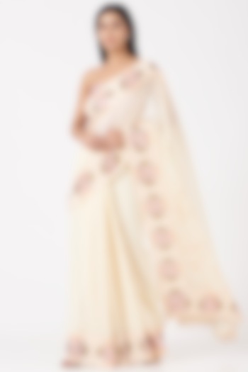 Shortcake Peach Embroidered Saree Set by Not So Serious By Pallavi Mohan