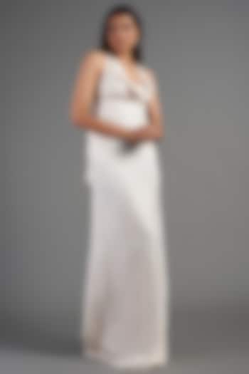 White Silk Satin Cocktail Dress by Not So Serious By Pallavi Mohan at Pernia's Pop Up Shop