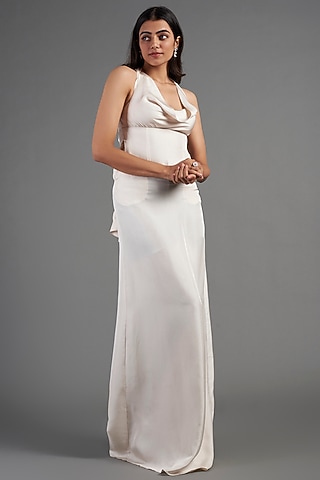 White Silk Satin Dress by Not So Serious By Pallavi Mohan