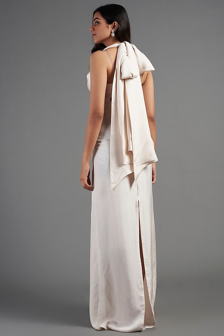 White Silk Satin Cocktail Dress by Not So Serious By Pallavi Mohan at Pernia's Pop Up Shop