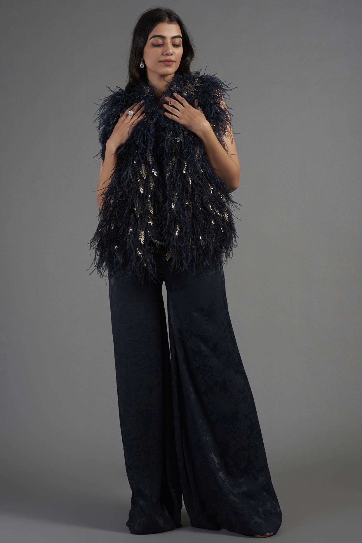 Blue Viscose Boas by Not So Serious By Pallavi Mohan