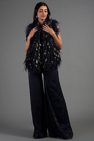 Blue Viscose Boas by Not So Serious By Pallavi Mohan