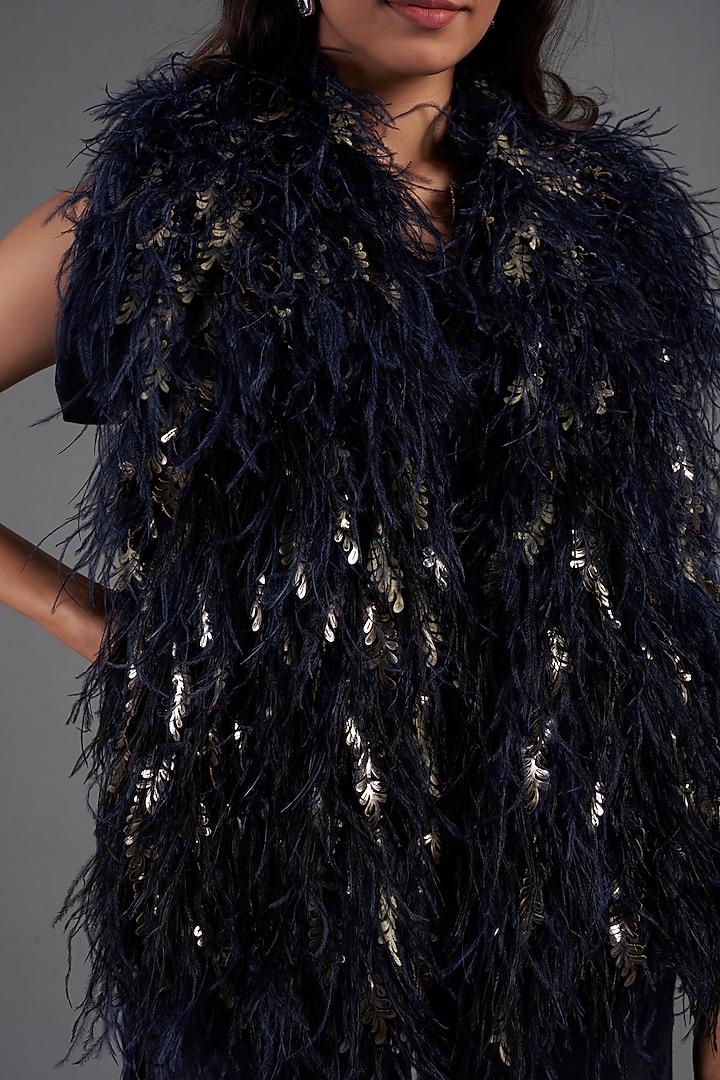 Blue Viscose Boas by Not So Serious By Pallavi Mohan at Pernia's Pop Up Shop