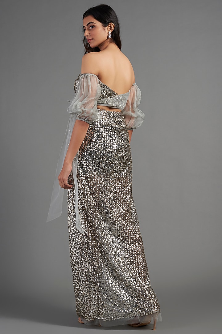 Grey Hand Embroidered Bralette by Not So Serious By Pallavi Mohan at Pernia's Pop Up Shop