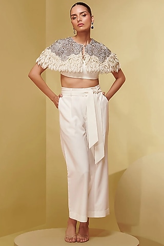 Ivory Crepe Bralette by Not So Serious By Pallavi Mohan