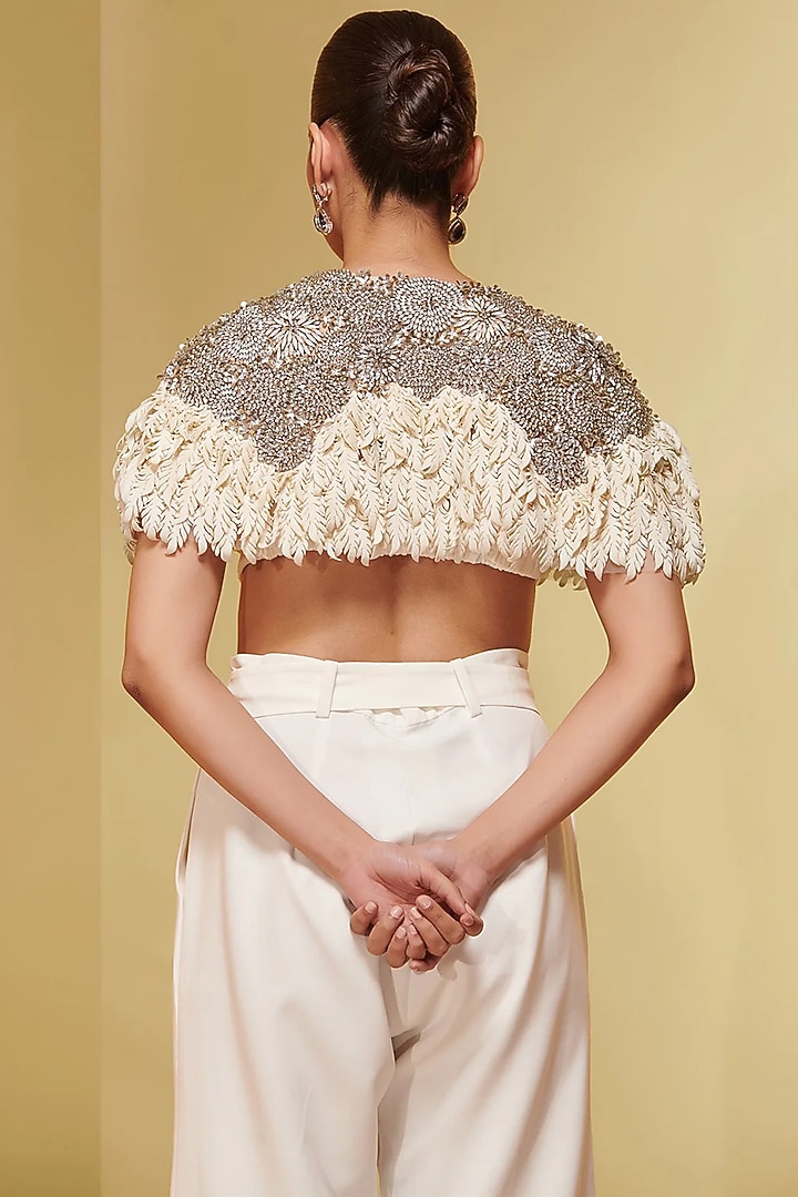 Ivory Crepe Flared Trousers by Not So Serious By Pallavi Mohan at Pernia's Pop Up Shop