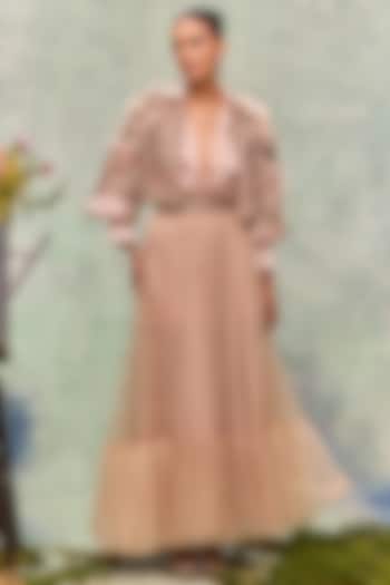 Blush Tulle Tiered Layered Skirt by Not So Serious By Pallavi Mohan at Pernia's Pop Up Shop