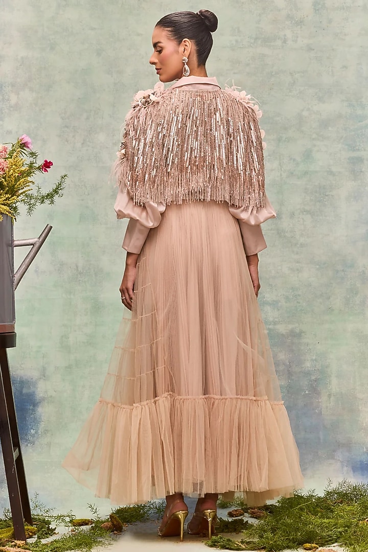 Blush Tulle Tiered Layered Skirt by Not So Serious By Pallavi Mohan at Pernia's Pop Up Shop