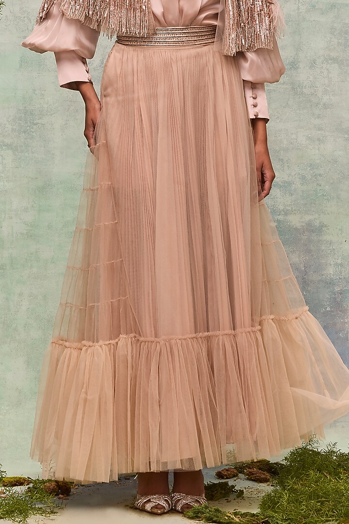 Blush Tulle Tiered Layered Skirt by Not So Serious By Pallavi Mohan at Pernia's Pop Up Shop