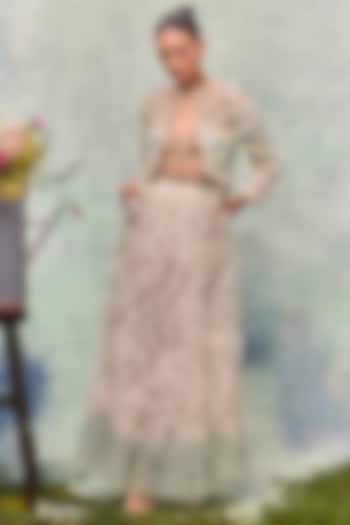 Mint Tulle Pearl Embellished Wrap Skirt by Not So Serious By Pallavi Mohan at Pernia's Pop Up Shop