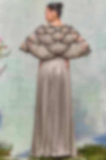 Mint Tulle Floral Embroidered Cape by Not So Serious By Pallavi Mohan at Pernia's Pop Up Shop
