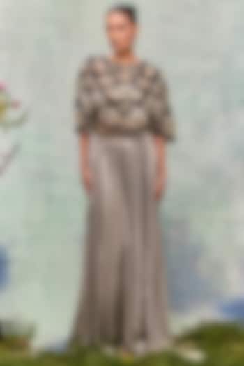 Mint Lurex Crepe Pleated Skirt by Not So Serious By Pallavi Mohan at Pernia's Pop Up Shop