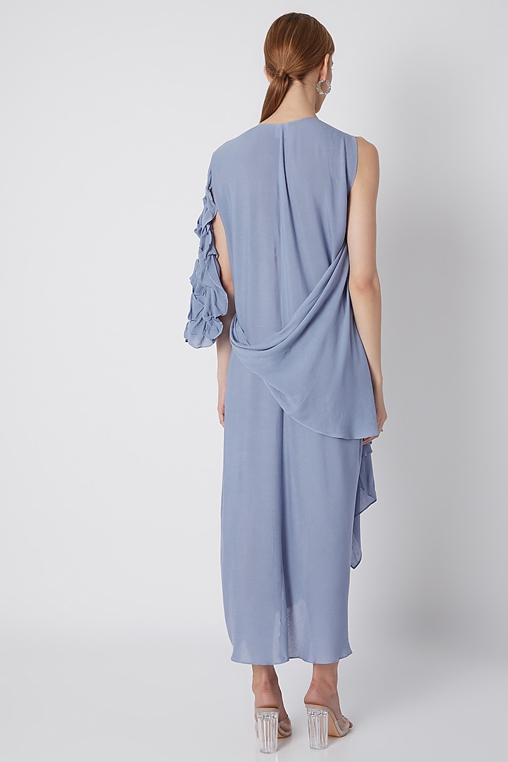Grey Tunic Style Draped Summer Dress by Naina Seth at Pernia's Pop Up Shop
