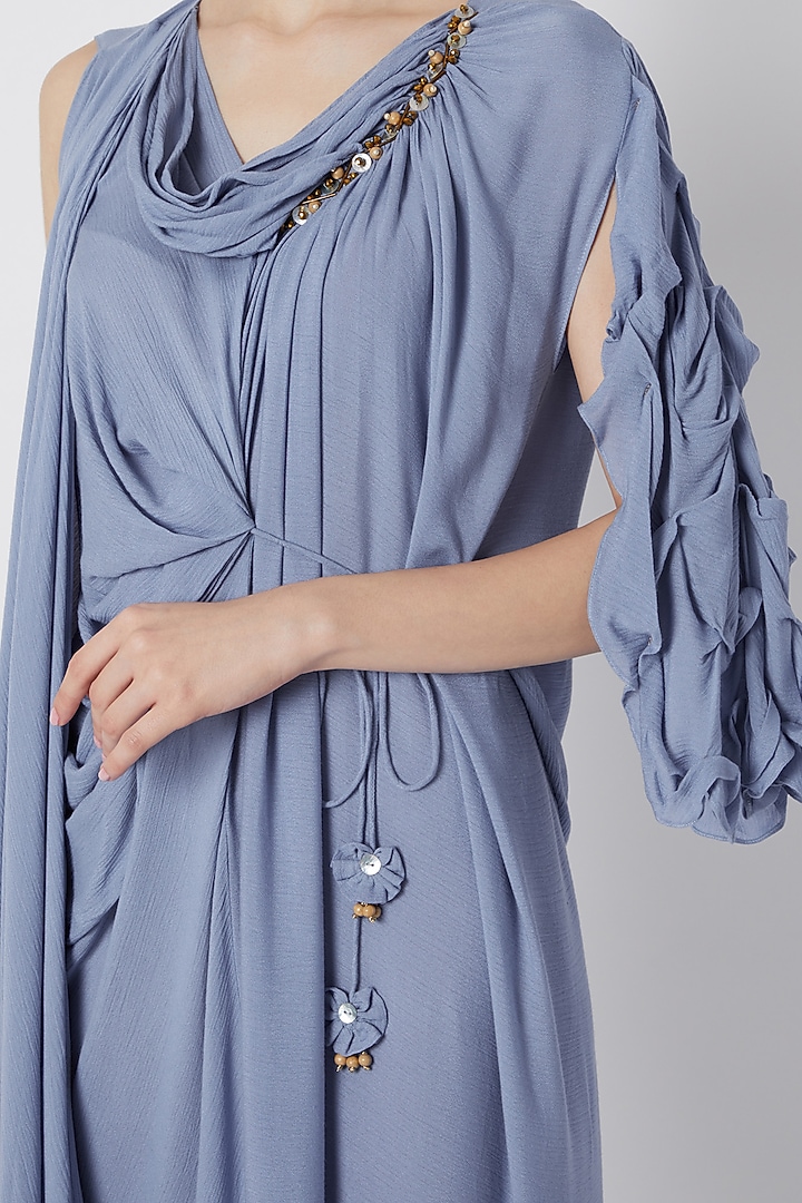 Grey Tunic Style Draped Summer Dress by Naina Seth at Pernia's Pop Up Shop