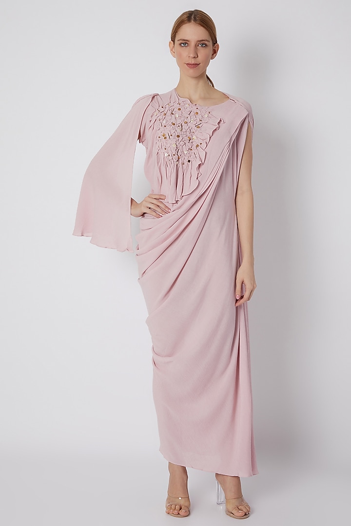 Blush Pink Indo-Western Gown by Naina Seth at Pernia's Pop Up Shop