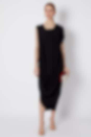 Black Cowl Draped Dress by Naina Seth