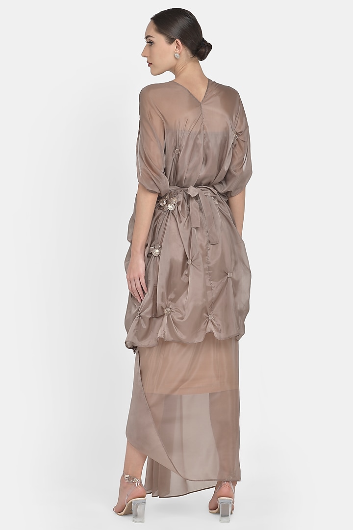 Brown Hand Embellished Tunic Set by Naina Seth at Pernia's Pop Up Shop