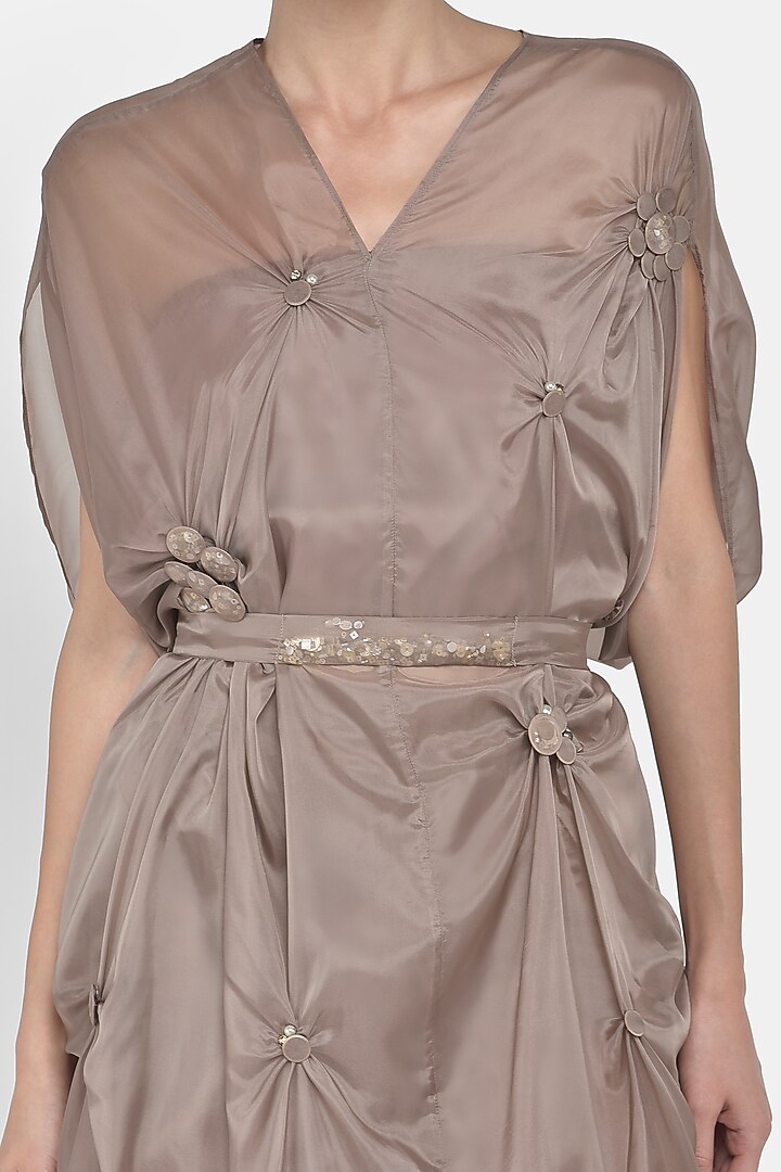 Brown Hand Embellished Tunic Set by Naina Seth at Pernia's Pop Up Shop
