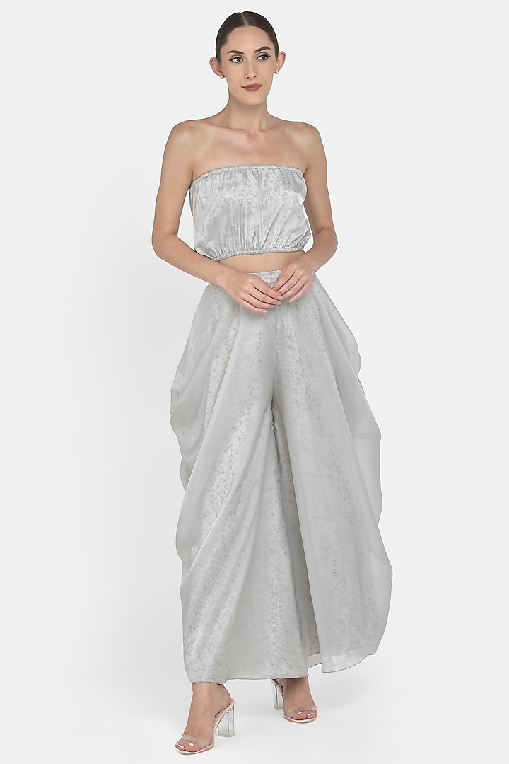 Grey Embroidered Pant Set by Naina Seth at Pernia's Pop Up Shop