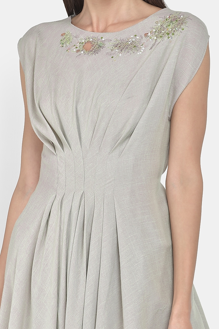 Mint Green Machine & Hand Embroidered Tunic Set by Naina Seth at Pernia's Pop Up Shop