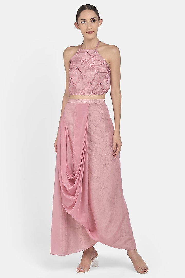 Fuchsia Hand Embellished Dhoti Pant Set by Naina Seth at Pernia's Pop Up Shop