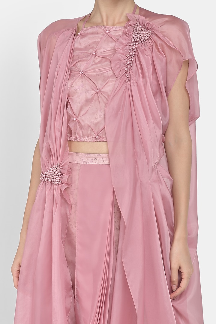 Fuchsia Hand Embellished Dhoti Pant Set by Naina Seth at Pernia's Pop Up Shop