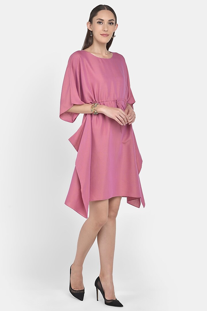 Fuchsia Summer Dress With Dolman Sleeves by Naina Seth at Pernia's Pop Up Shop