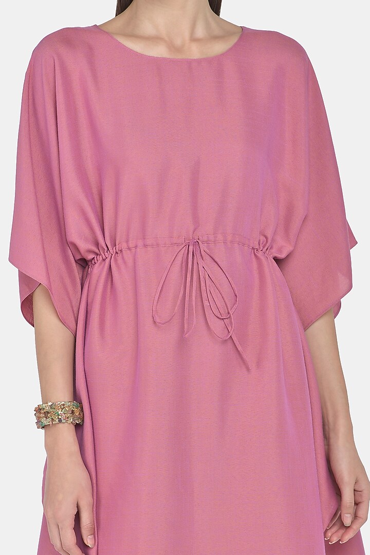 Fuchsia Summer Dress With Dolman Sleeves by Naina Seth at Pernia's Pop Up Shop