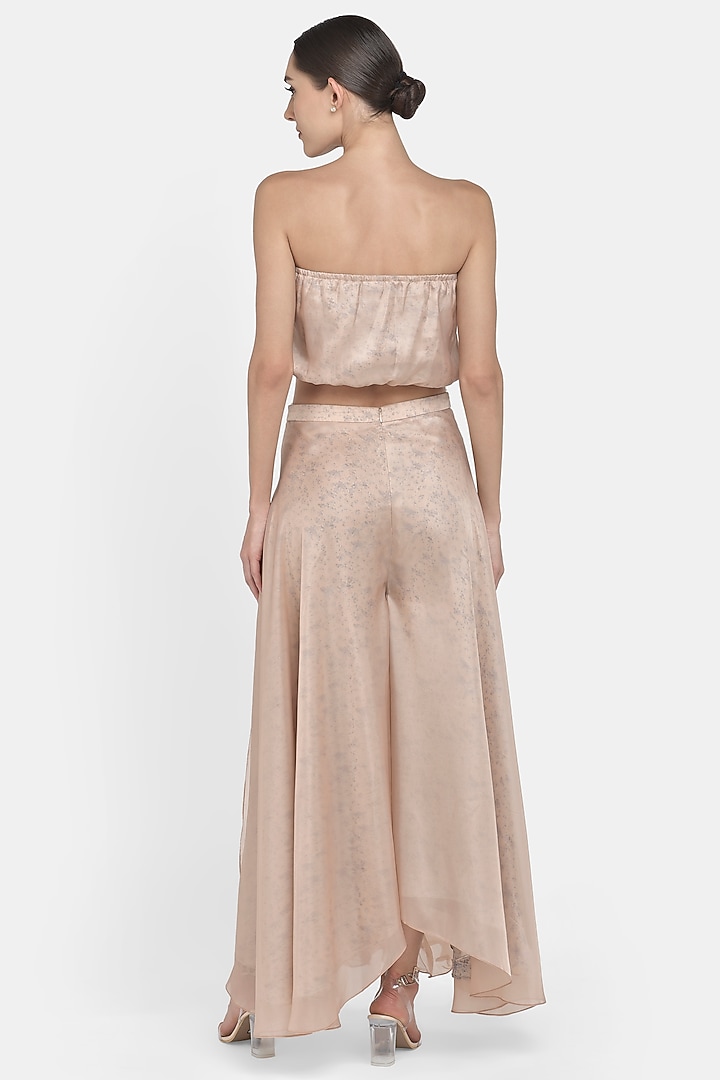 Peach Flared & Draped Pant Set by Naina Seth at Pernia's Pop Up Shop