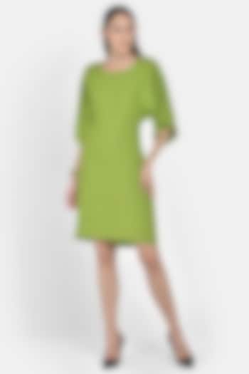 Green Shift Dress With Cut-Out Back by Naina Seth