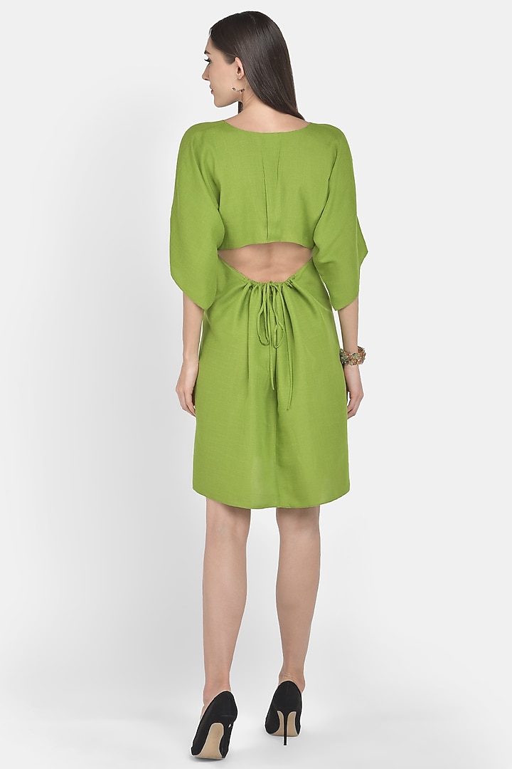 Green Shift Summer Dress With Cut-Out Back by Naina Seth at Pernia's Pop Up Shop