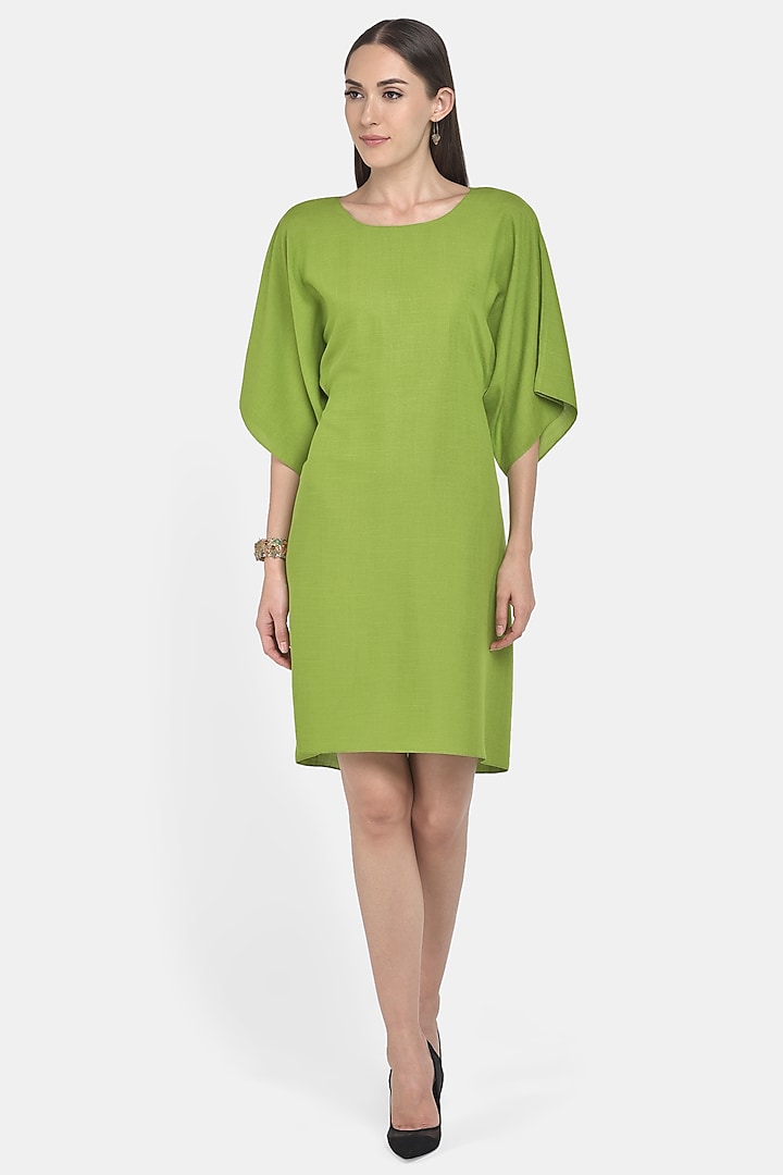 Green Shift Summer Dress With Cut-Out Back by Naina Seth at Pernia's Pop Up Shop