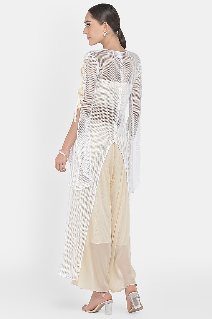 White Hand Embroidered Pant Set by Naina Seth at Pernia's Pop Up Shop