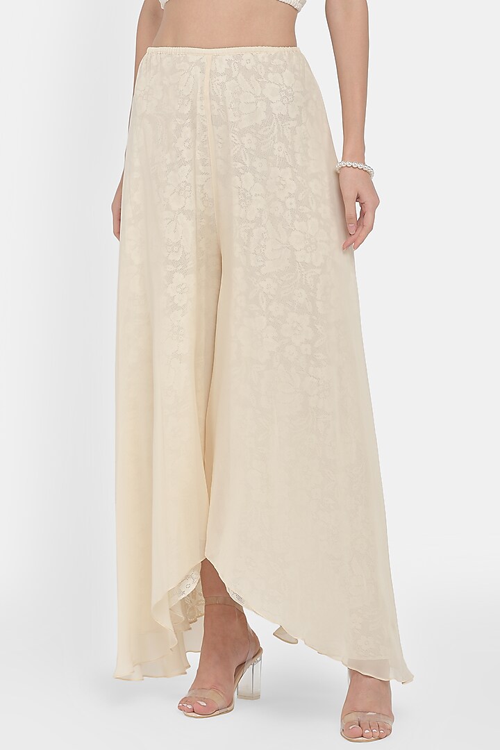 Beige Embroidered Draped Tunic Set by Naina Seth at Pernia's Pop Up Shop