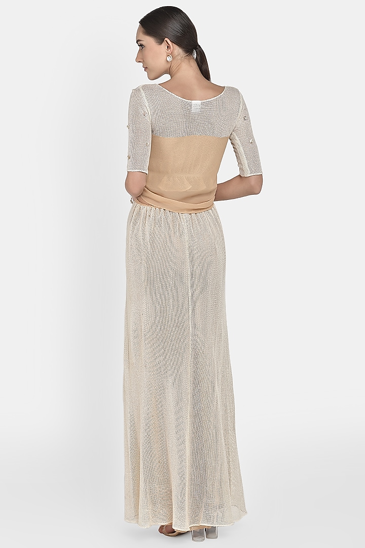 White Embellished Skirt Pant Set by Naina Seth at Pernia's Pop Up Shop
