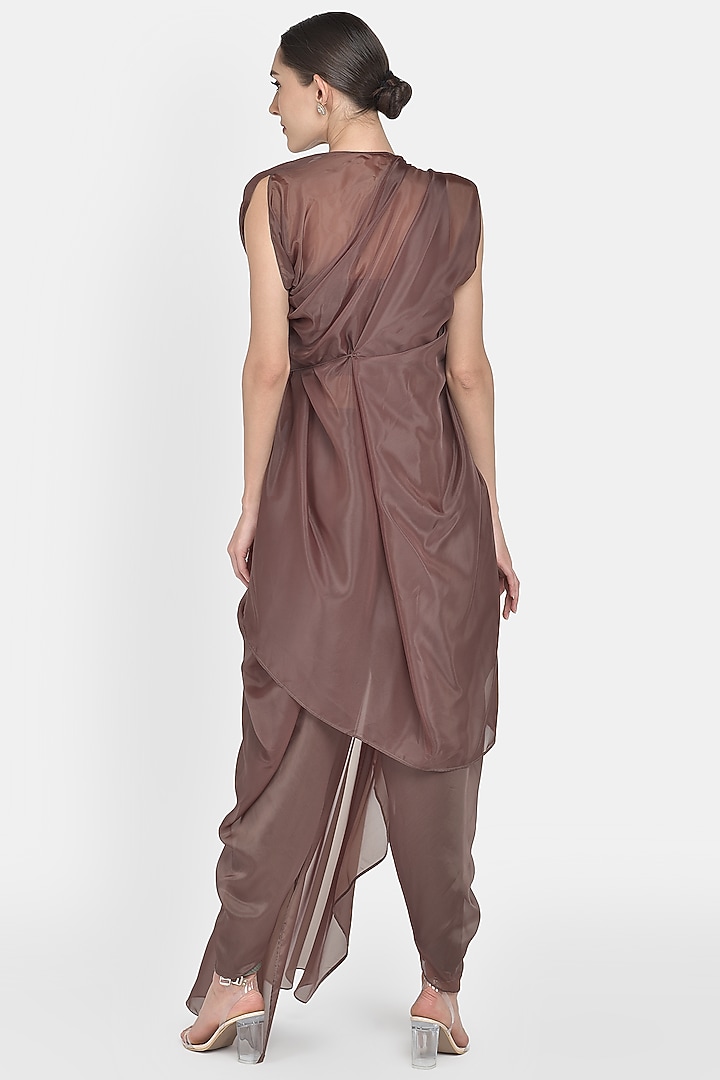 Maroon & Brown Hand Embellished Dhoti Pant Set by Naina Seth at Pernia's Pop Up Shop