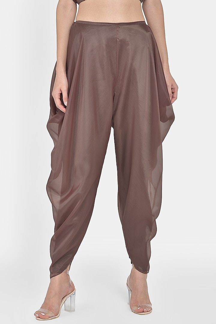 Maroon & Brown Hand Embellished Dhoti Pant Set by Naina Seth at Pernia's Pop Up Shop