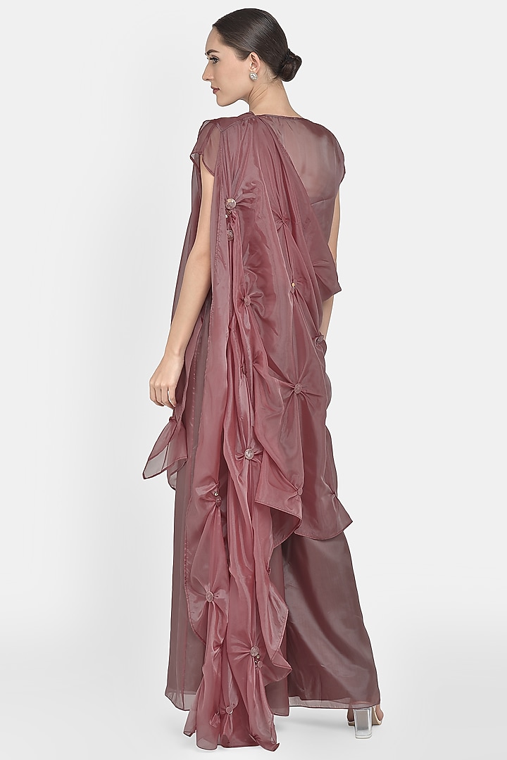 Maroon Embellished Palazzo Pant Set by Naina Seth at Pernia's Pop Up Shop