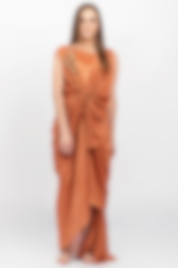Burnt Orange Embellished Dress by Naina Seth
