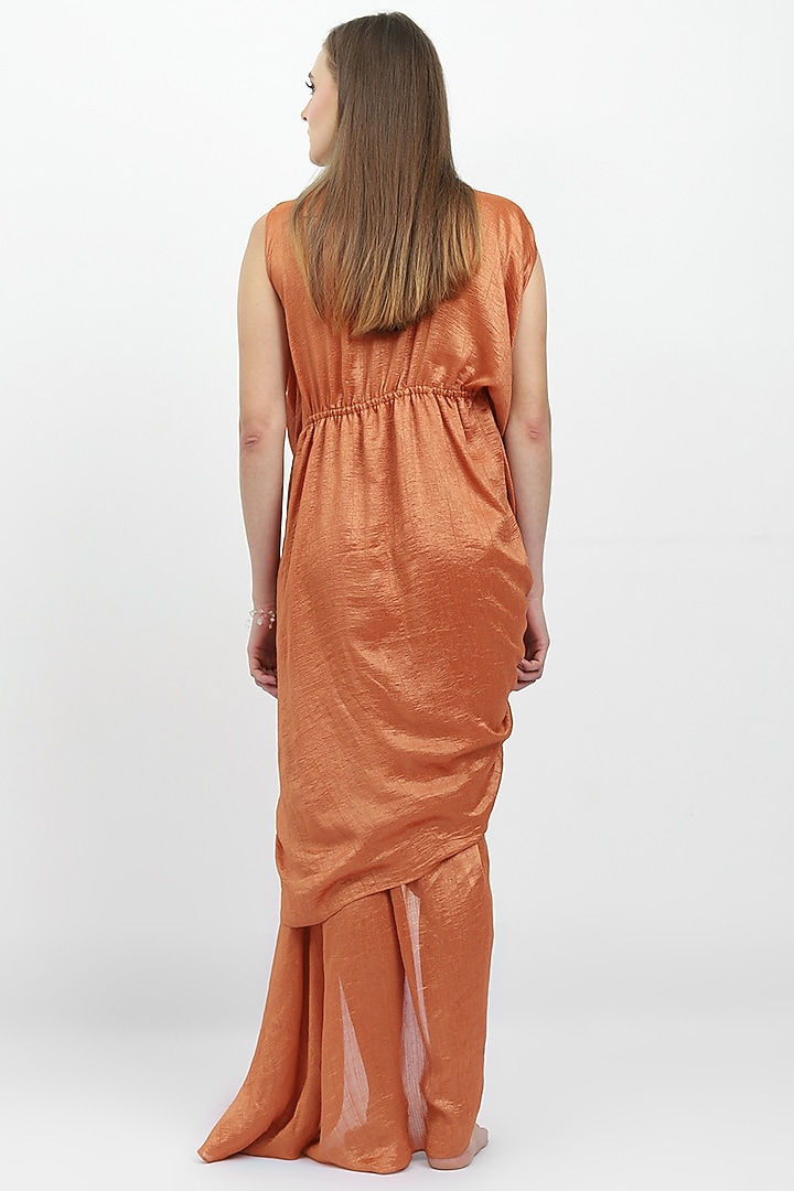 Burnt Orange Embellished Summer Dress by Naina Seth at Pernia's Pop Up Shop