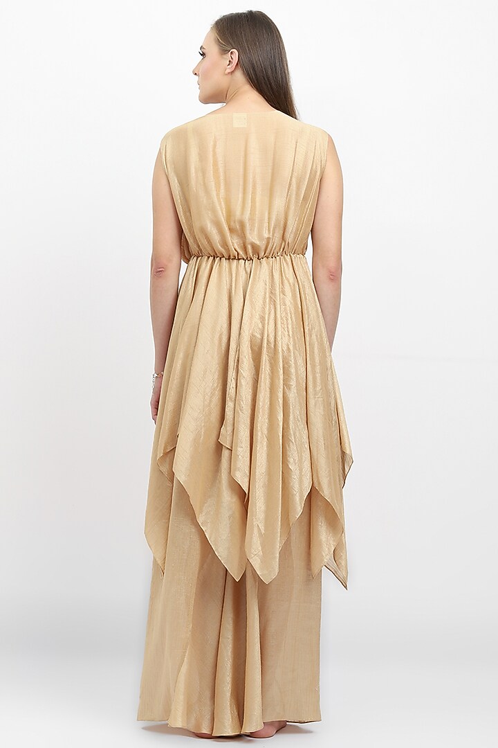 Gold Applique Embellished Jumpsuit by Naina Seth at Pernia's Pop Up Shop